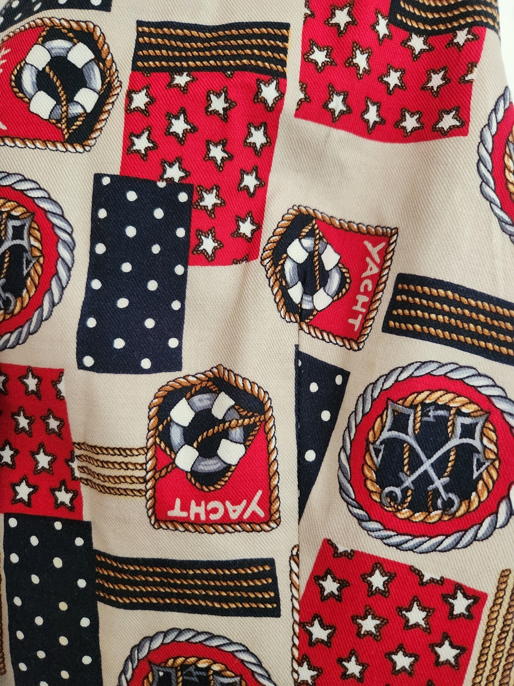 Talbots Petites Nautical Print Button-Front Sleeveless Top in Red, Navy & Cream - Picture 3 of 4